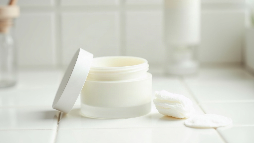 Unbranded skincare jar and cotton pads representing gentle pore-care products for blackheads and whiteheads