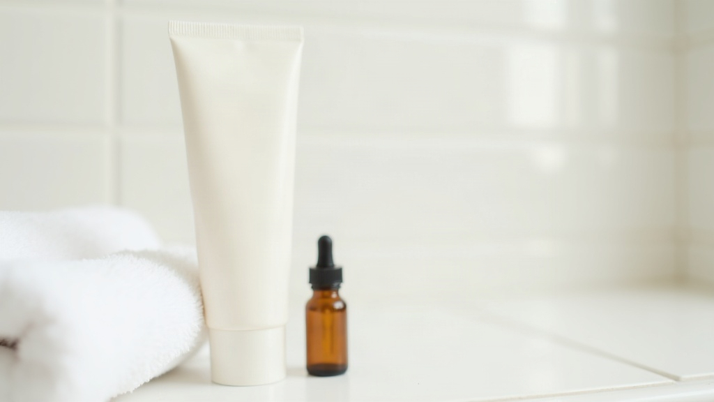 Sunscreen tube on a bathroom counter representing sunscreen for acne-prone skin