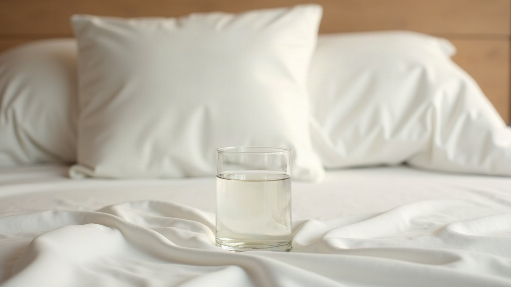 Glass of water beside a pillow, illustrating the relationship between sleep and skin health