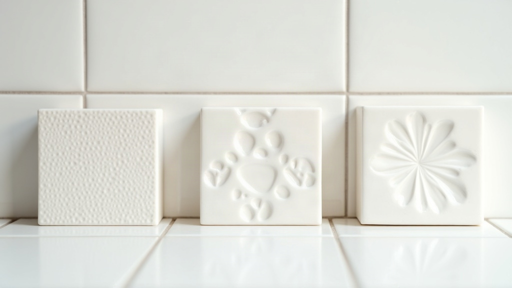 Three textured tiles showing different surface patterns used to represent types of acne scars