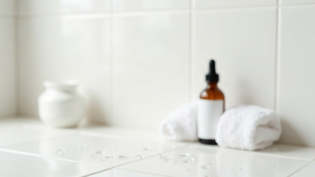Amber dropper bottle and plain jar on a tiled counter representing what causes acne to form in the skin