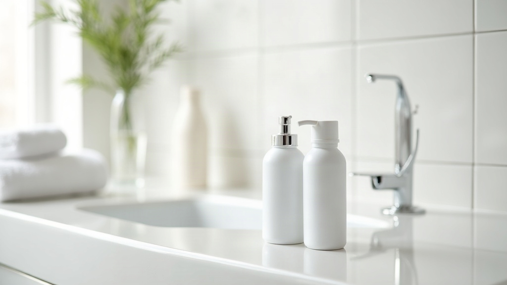 Unbranded benzoyl peroxide style tube and pump bottle on a bathroom counter illustrating what benzoyl peroxide actually does