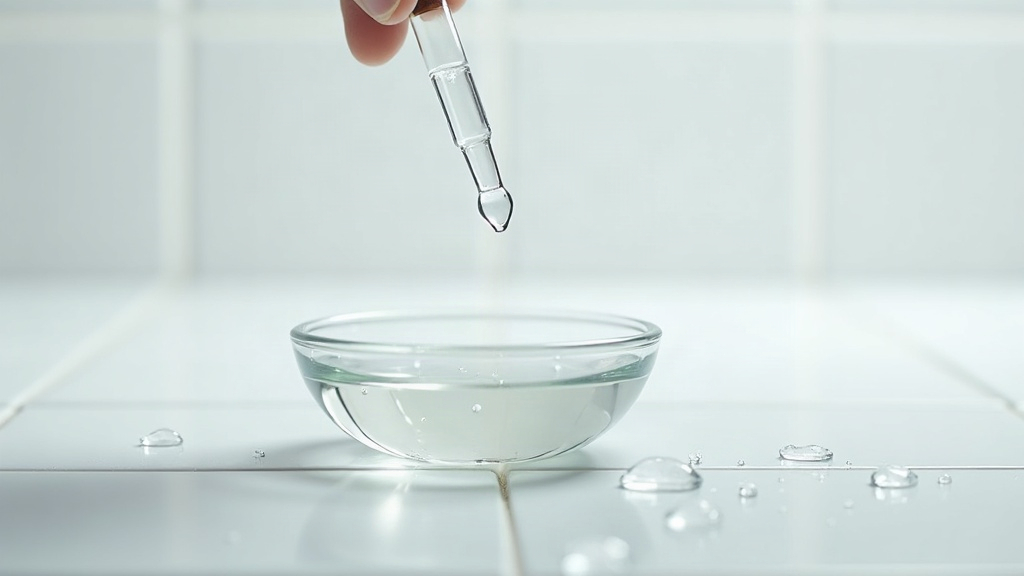 Pipette dropper above a clear gel representing hyaluronic acid serum texture