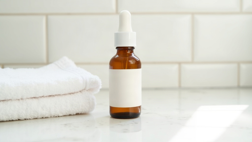 Amber dropper bottle on a tiled surface representing a salicylic acid skincare product