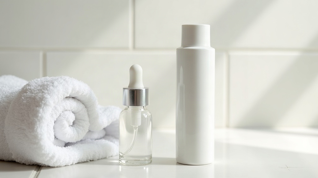 Unbranded skincare tube and dropper bottle on a tiled surface, representing topical treatments a doctor might suggest for persistent acne
