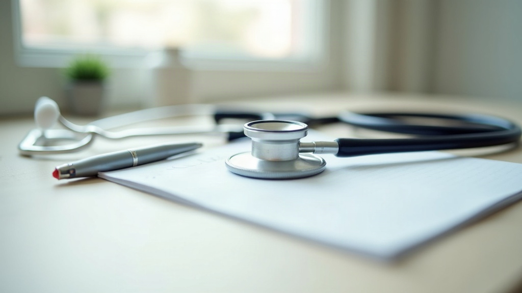 A stethoscope and notepad on a desk, representing a doctor's appointment for teenage acne