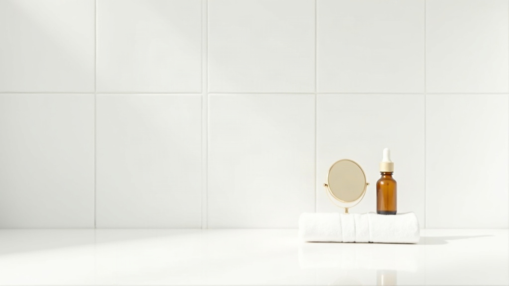 Tiled bathroom surface with dropper bottle and towel representing why acne appears in different facial zones